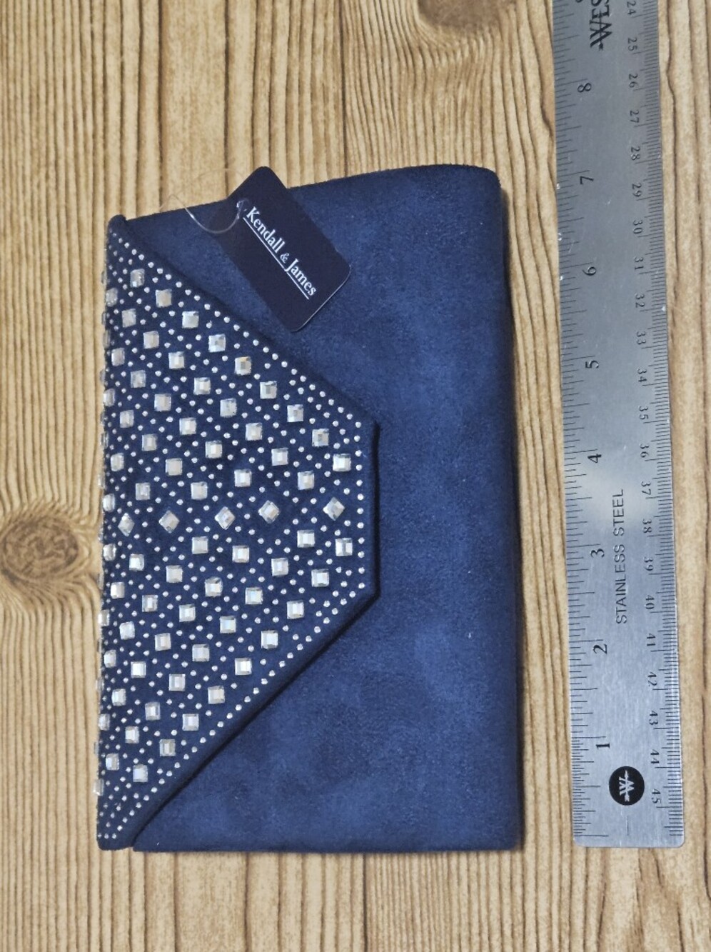 Navy Blue Clutch With Rhinestones - Picture 7 of 7